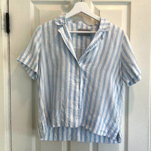 Everlane Linen Cropped Short Sleeve Button Down